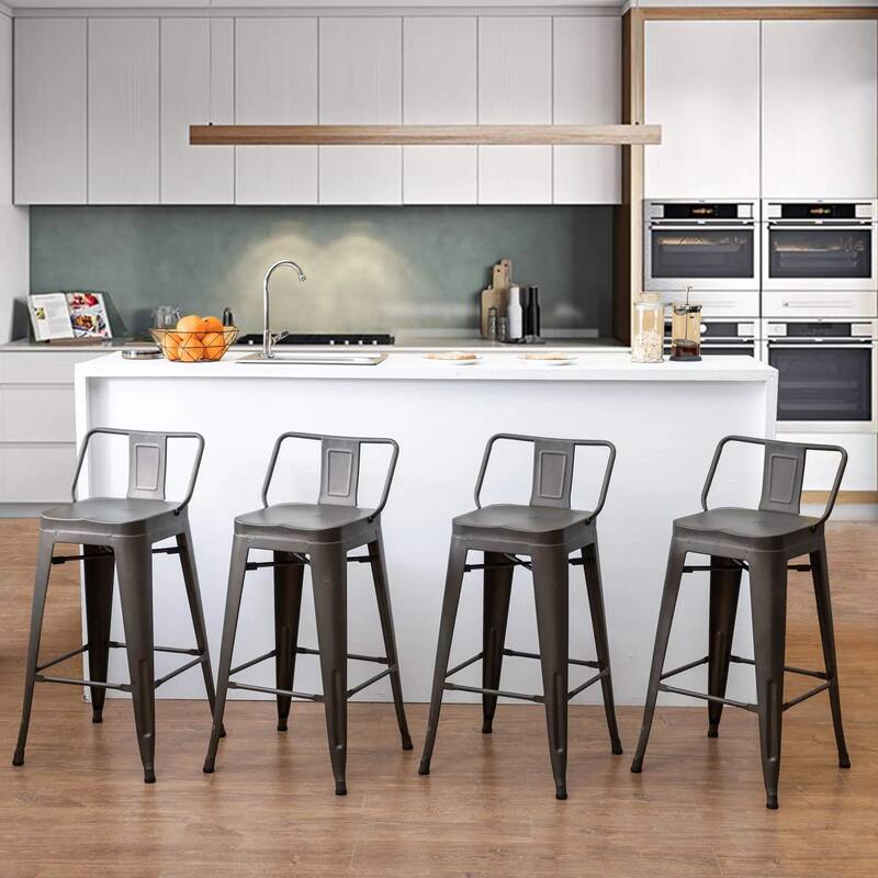 Bar Stools Set of 4,Counter Height Barstools Metal Bar Stools - Rust - Short/Counter Height/Bar Height
