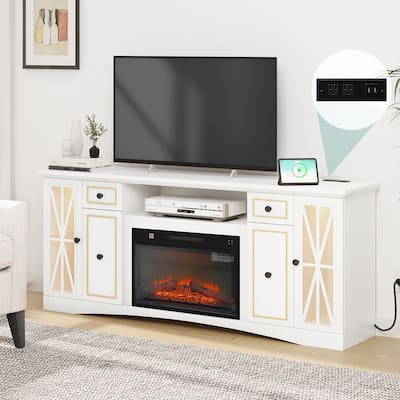 Moasis 65" Fireplace TV Stand W/ 1400W Electric Fireplace