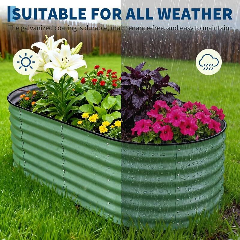 2 PCS 6x3x2 FT Galvanized Steel Raised Garden Bed, Planter for Vegetables, Flowers with Anti-Cut Strips - N/A