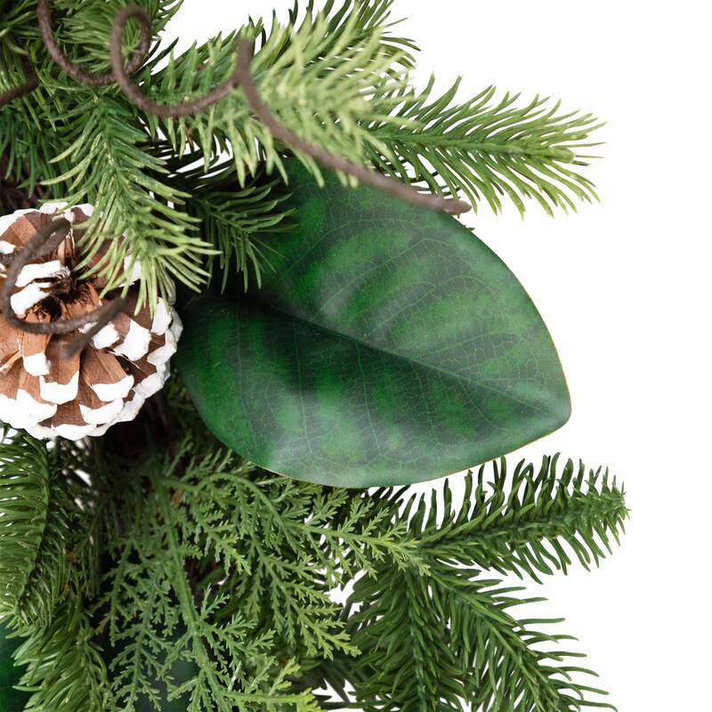 Mixed Foliage and Whitewashed Pinecones Artificial Christmas Wreath - 28" - Unlit