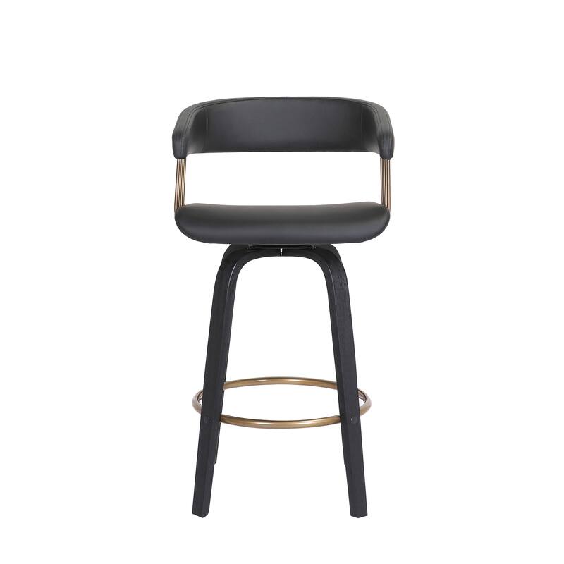 Topanga Modern Swivel Bar Stool, Upholstered Counter Height Chair with Bentwood Legs