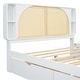 preview thumbnail 9 of 36, Queen Rattan Bed Frame with Storage Drawers and Trundle for Bedroom, White