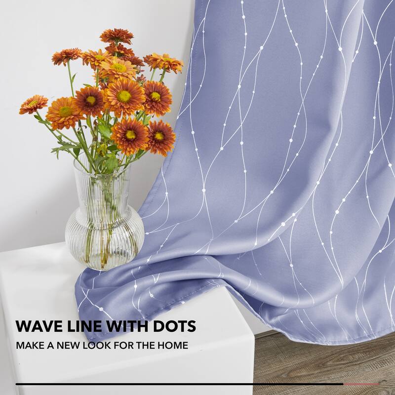 Deconovo Back Tab Silver Lines with Dots Curtain Panel Pairs(2 Panel)