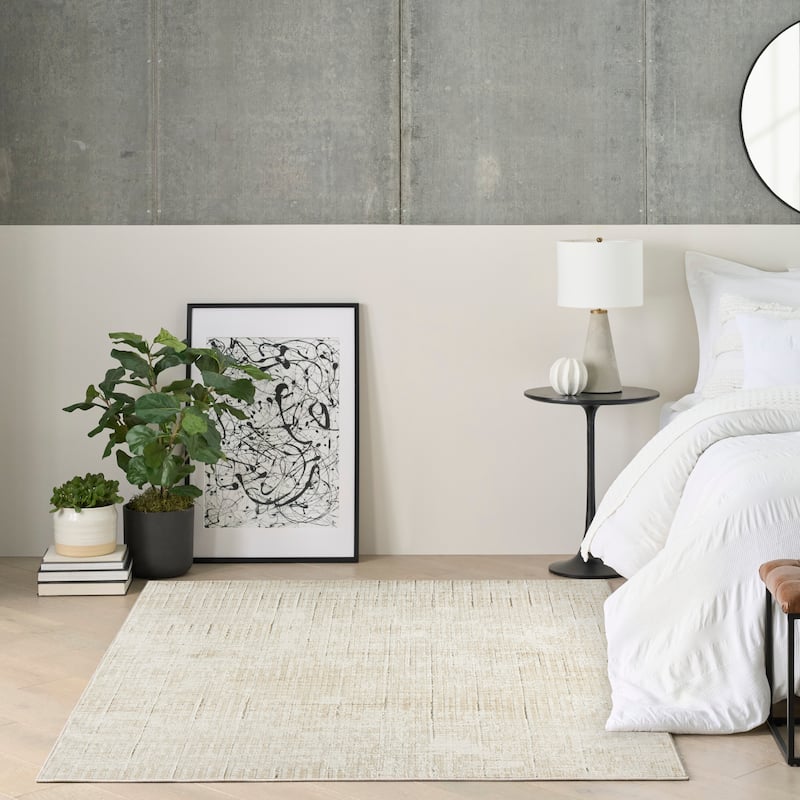 DKNY Grand Street Indoor only Beige Abstract Area Rug - Ivory/Beige - 5'3" x 7'3"