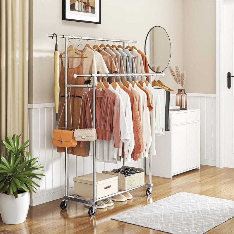 Trending Double Rod Clothing Garment Rack - 16.25"D x 57.5"W x 66.25"H