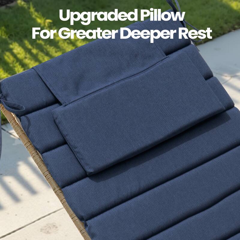 Pellebant Outdoor Chaise Lounge Cushions Patio Lounger Pad with Straps