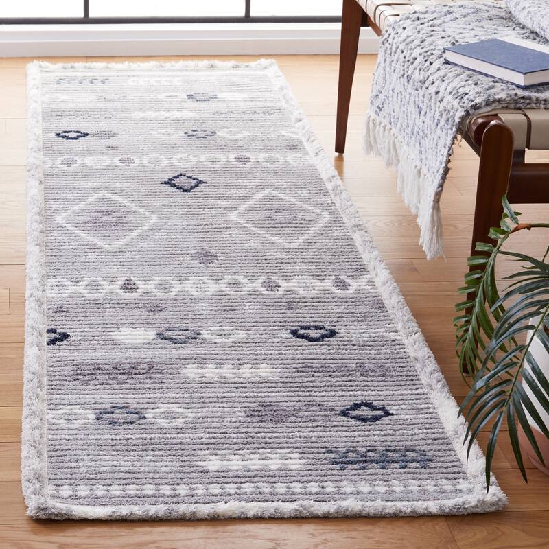 SAFAVIEH Handmade Marrakech Karey Traditional Rug - 2'2" x 8' Runner - Grey/Light Grey