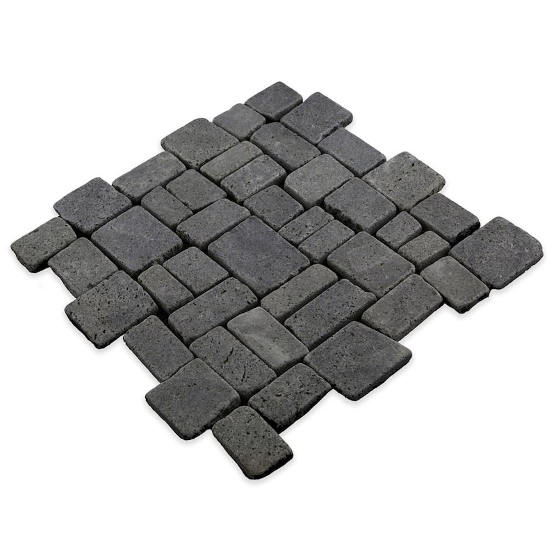 Block Mosaic 11 in. x 11 in. Marble Mesh-Mounted Mosaic Wall and Floor Tile