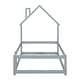 preview thumbnail 7 of 6, Grey Twin Size Pine Wood Floor Bed with House-shaped Headboard