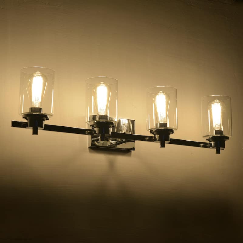 Chrome Cylinder 4 Lights Dimmable Vanity Light with Clear Glass - 8*33*8