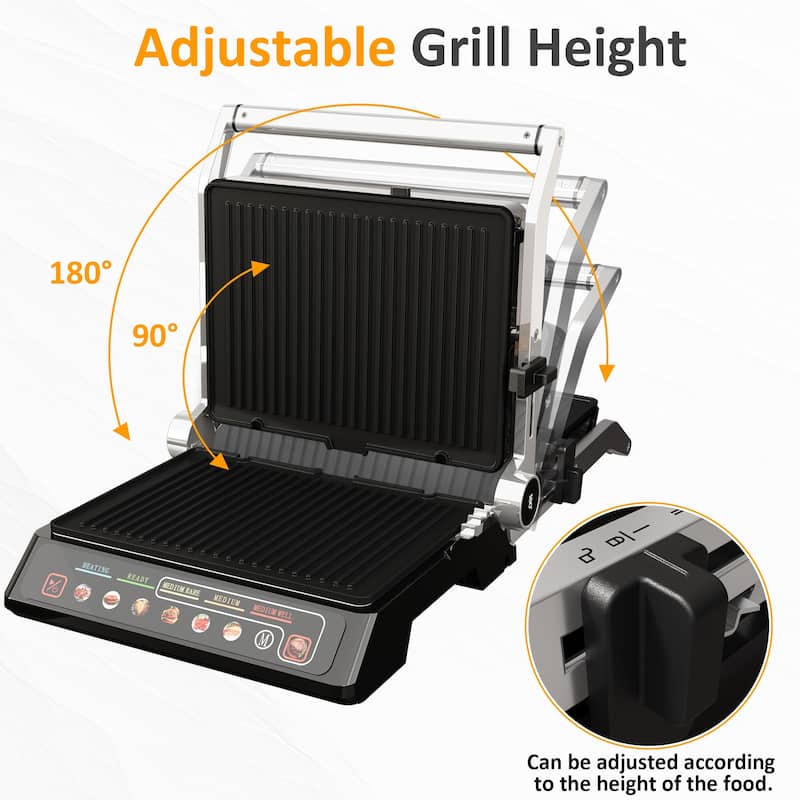 Indoor Grill & Griddle with Preset Menu, 1600W - N/A
