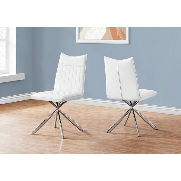 Upholstered White LeatherLook Fabric Dining Chair 2Pack Bed Bath