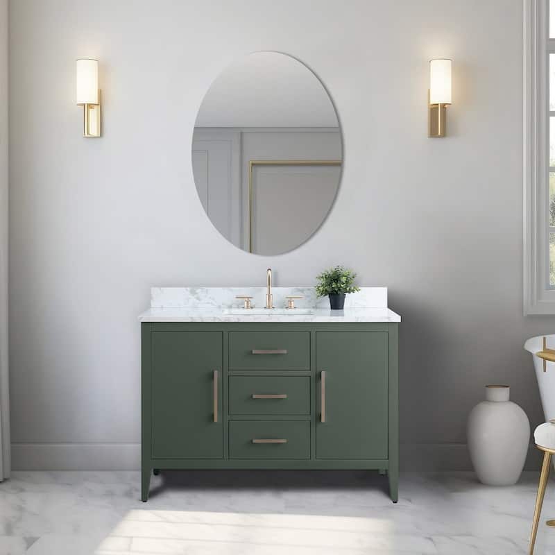 Vanity Art 48" Single Sink Bathroom Vanity Cabinet with Engineered Marble Countertop