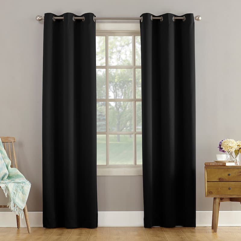 Sun Zero Talisha Grommet Room Darkening Window Curtain Panel - 40 x 63 - Black