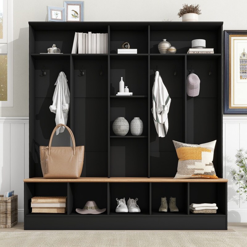 Mudroom bench with storage and hooks sales