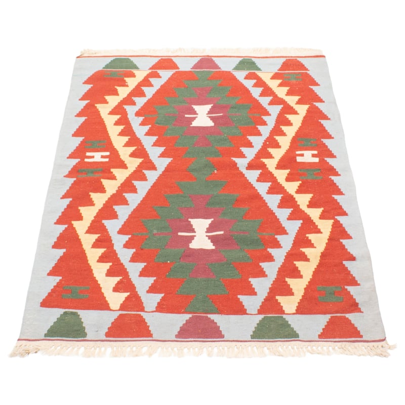 ECARPETGALLERY Flat-Weave Sivas Red Wool Kilim - 4'0 x 5'10