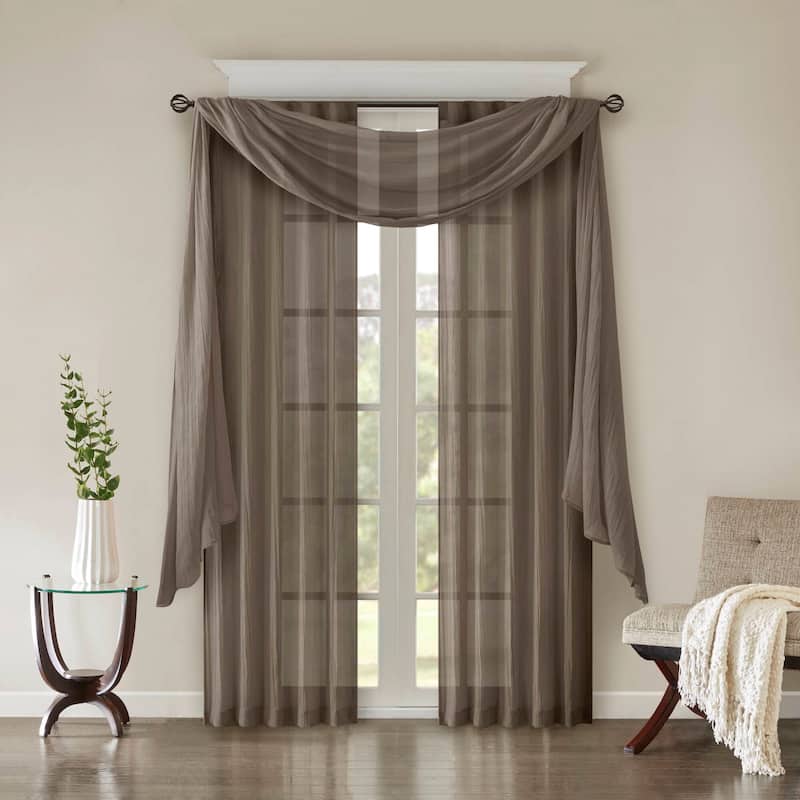 Madison Park Kaylee Solid Lightweight Crushed Sheer Curtain Scarf