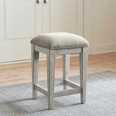 Heartland Antique White Upholstered Console Stool