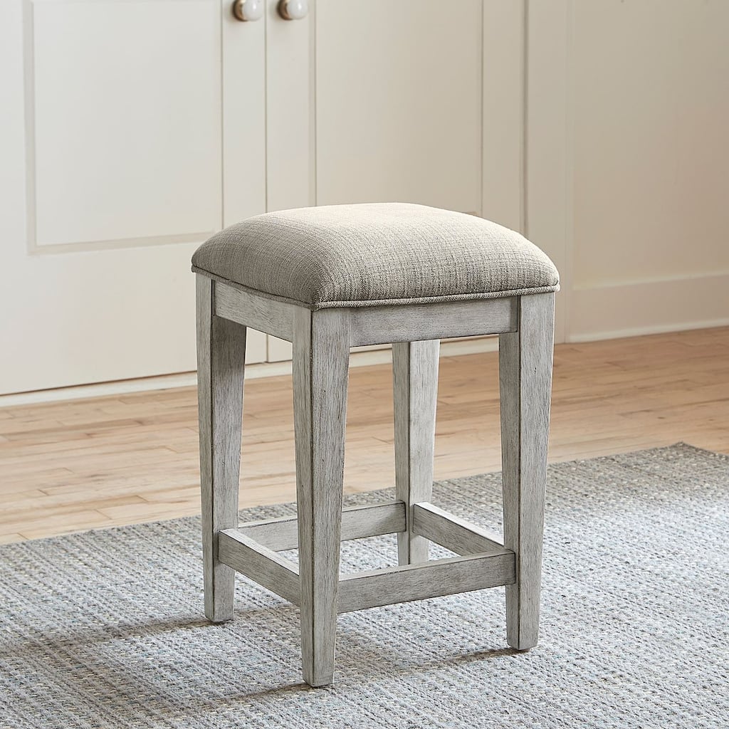 Heartland Antique White Upholstered Console Stool