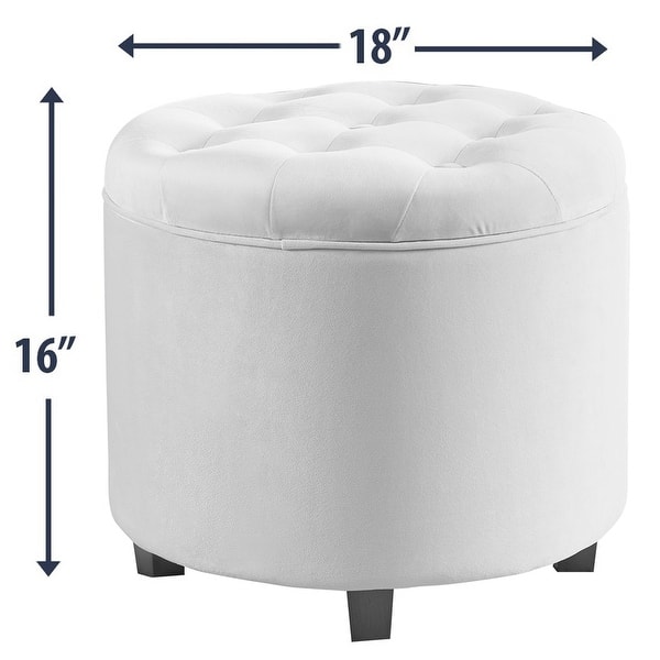 dimension image slide 2 of 4, Donovan Tufted Round Storage Ottoman