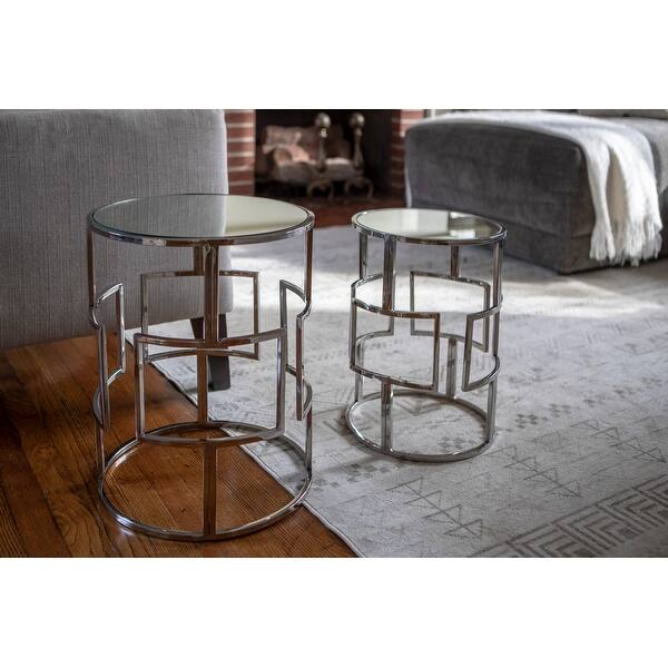Shop Silver Orchid Banks Mirrored Nesting Tables Set Of 2