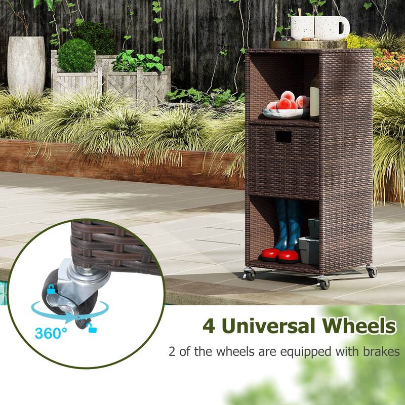 Costway Outdoor Storage Cabinet with Storage Shelves Drawer and - See Details