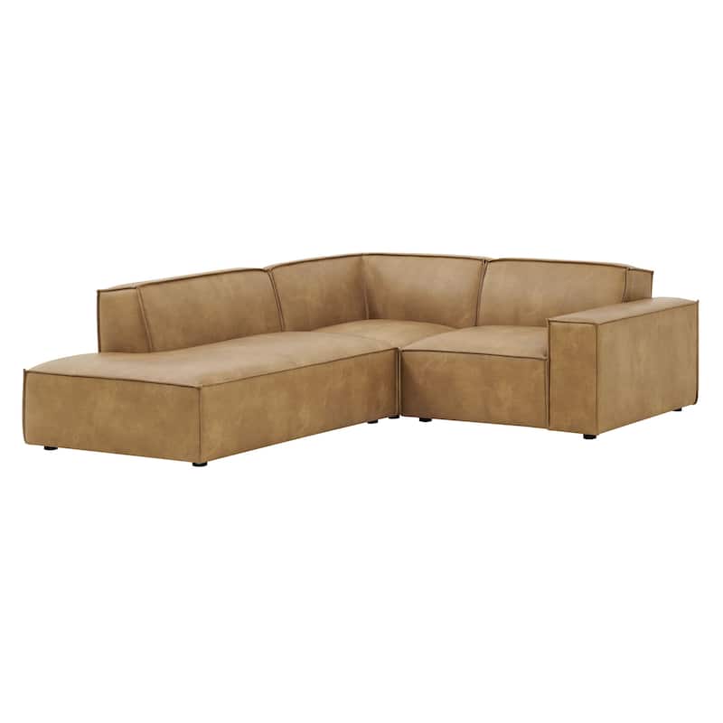 Restore 3-Piece Vegan Leather Modular L-Shaped Sectional Sofa