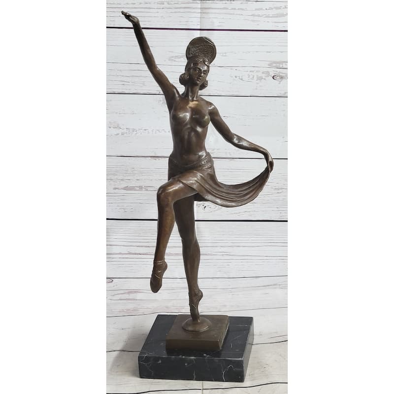 French Reproduction Bronze Sculpture Dancer By Molins-Balleste Marble Statue Art