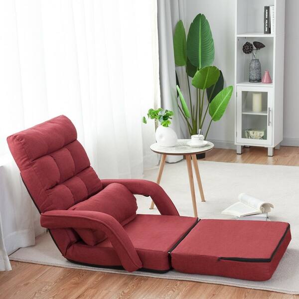 slide 2 of 8, Costway Folding Floor Armchair w/6-position Adjustable Back & Lumbar - 69.5'' X 27'' X 5.5'' 69.5'' X 27'' X 5.5'' - Red