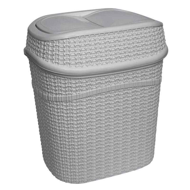 Bath Bliss 9.5 Liter Sailor Knot Swing Top Waste Bin - 11.22" x 8.27" x 12.6" - Grey