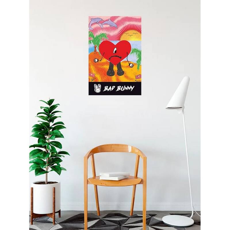 Bad Bunny Heart Art Poster - 24 x 36 Inch