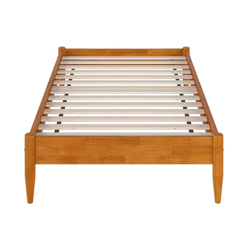 Twin XL Platform Bed Frame - Light Toffee Wood Bed