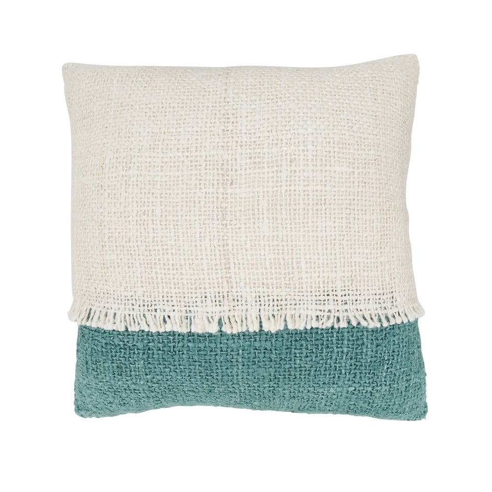 Two-Tone Fringe Throw Pillow