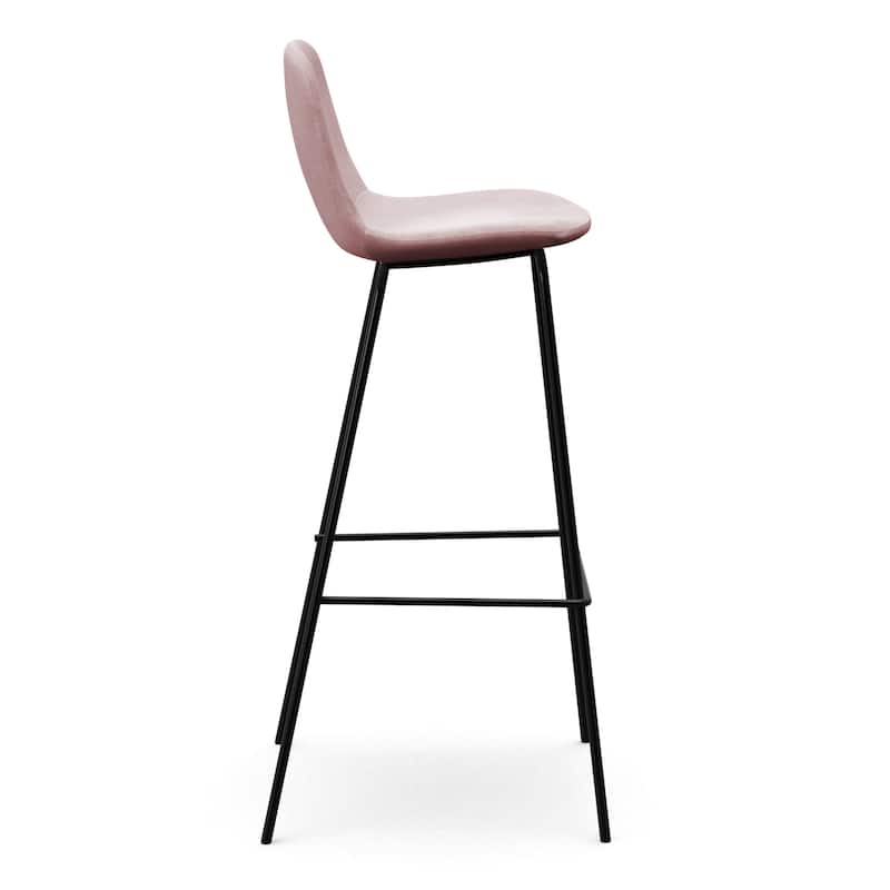 Maxine Velvet Bar Height Stools Black Legs (Set of 2)