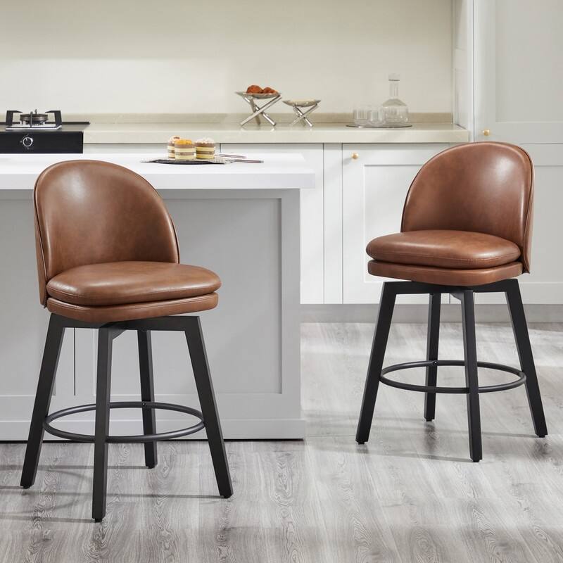 Spruce & Spring Madison Upholstered Swivel Counter Height Bar Stools