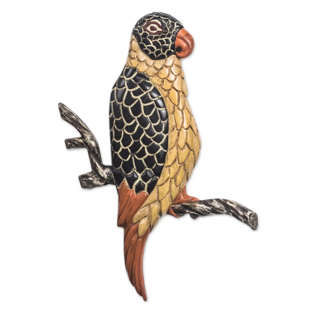 Novica Handmade Vibrant Plumage Wood Wall Sculpture