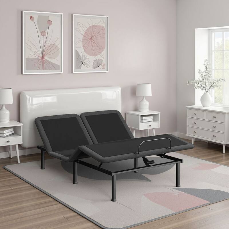 Bridgevine Home Flex Top Quick Assembly Adjustable Bed Frame with Voice Activated Controls