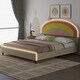 preview thumbnail 1 of 27, Rainbow Shaped Upholstered Platform Bed with Height-adjustbale Headboard Full