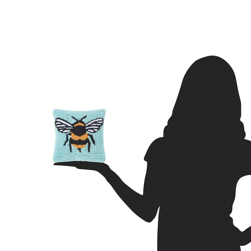 8" x 8" Bumble Bee Hooked Petite Throw Pillow
