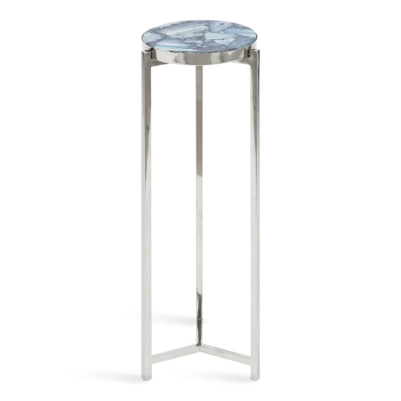 Kate and Laurel Aguilar Glam Drink Table - Blue/Silver