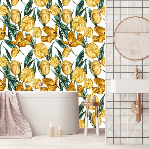 Shop Spring Yellow Tulips Removable Wallpaper 24 Inch X 10 Ft