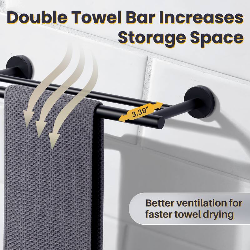 WOWOW Wall Mounted Stainless Steel Double Towel Bar