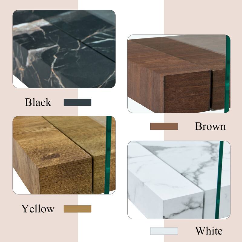 40.3-Inch Sturdy Double-Layer Coffee Table - Tempered Glass Tabletop And Table Legs,With A Load-Bearing Capacity Of 250 Pounds