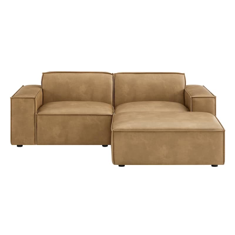 Restore 3-Piece Vegan Leather Modular Loveseat with Ottoman