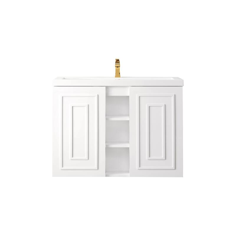 James Martin Vanities Alicante 39.5" Single Vanity Cabinet, w/ White Glossy Composite Stone Top