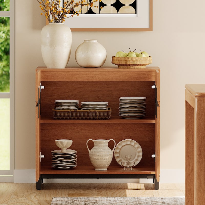 WAMPAT Storage Cabinet, Modern Sideboard with Adjustable Shelf and Metal Base