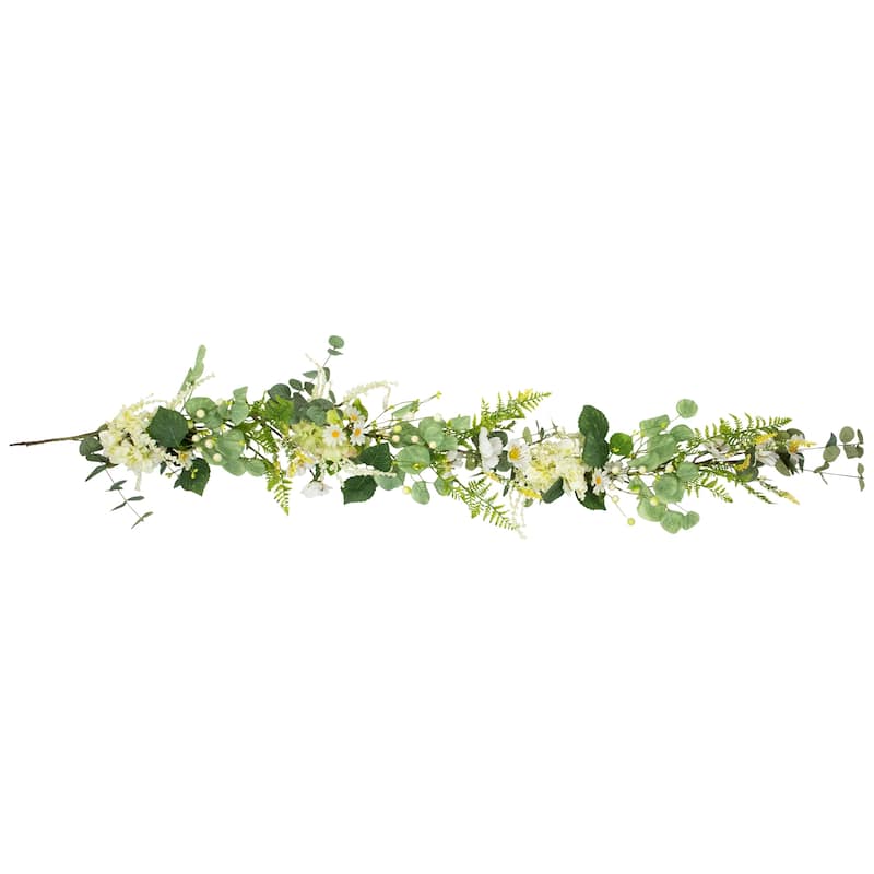 Hydrangea and Eucalyptus Artificial Floral Spring Garland - 5'