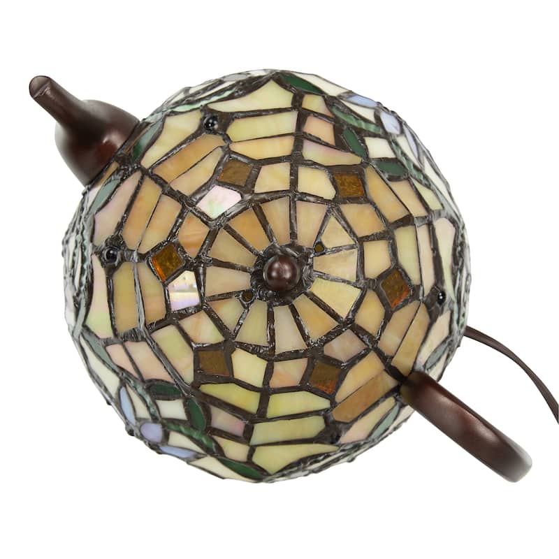 Copper Grove Carnach 6.5-inch high Stained Glass Teapot Accent Lamp - 10"L x 7"W x 6.5"H