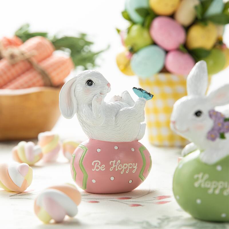 Glitzhome Easter Resin Bunny Table Decor Rabbit Figurines Lovely Gifts