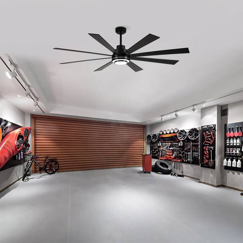 72 Inch 8 PCS Plywood Reversible Blades Ceiling Fan With Light Kit 3 Color Dimmable LED, DC 6 Speed ,Remote Control